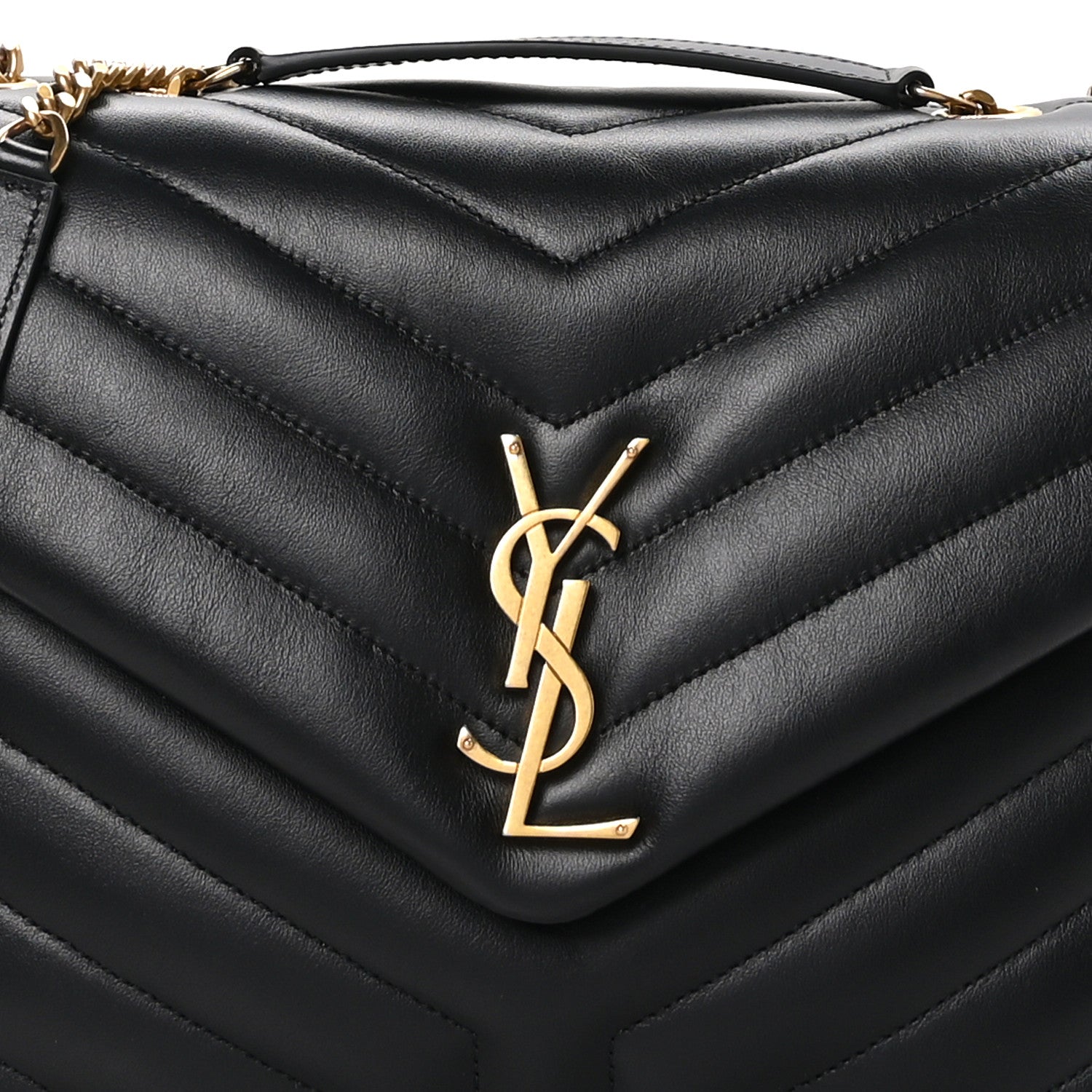 Saint Laurent SAINT LAURENT Calfskin Y Quilted Monogram Medium Loulou Chain Satchel Black 9 of 11