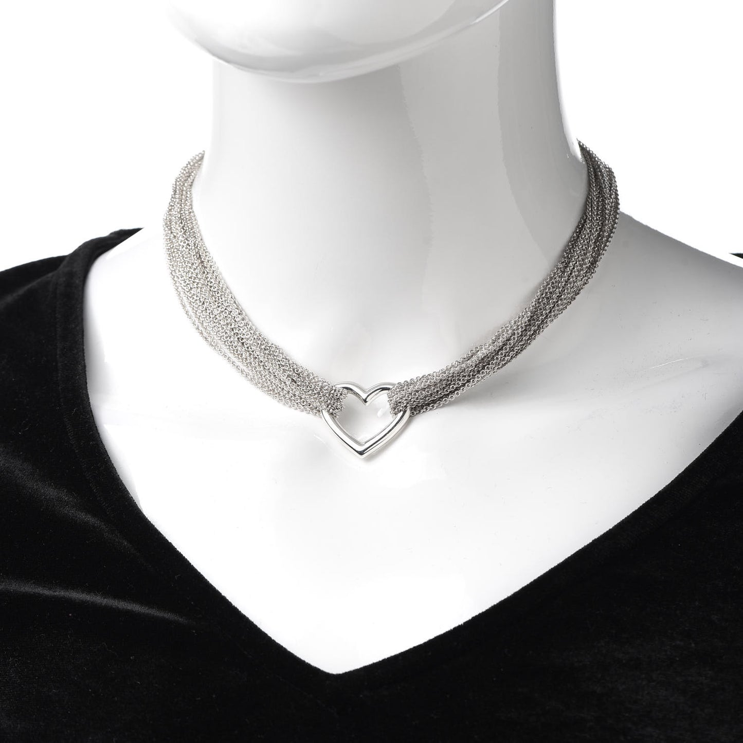 Sterling Silver Heart Multi Chain Toggle Necklace