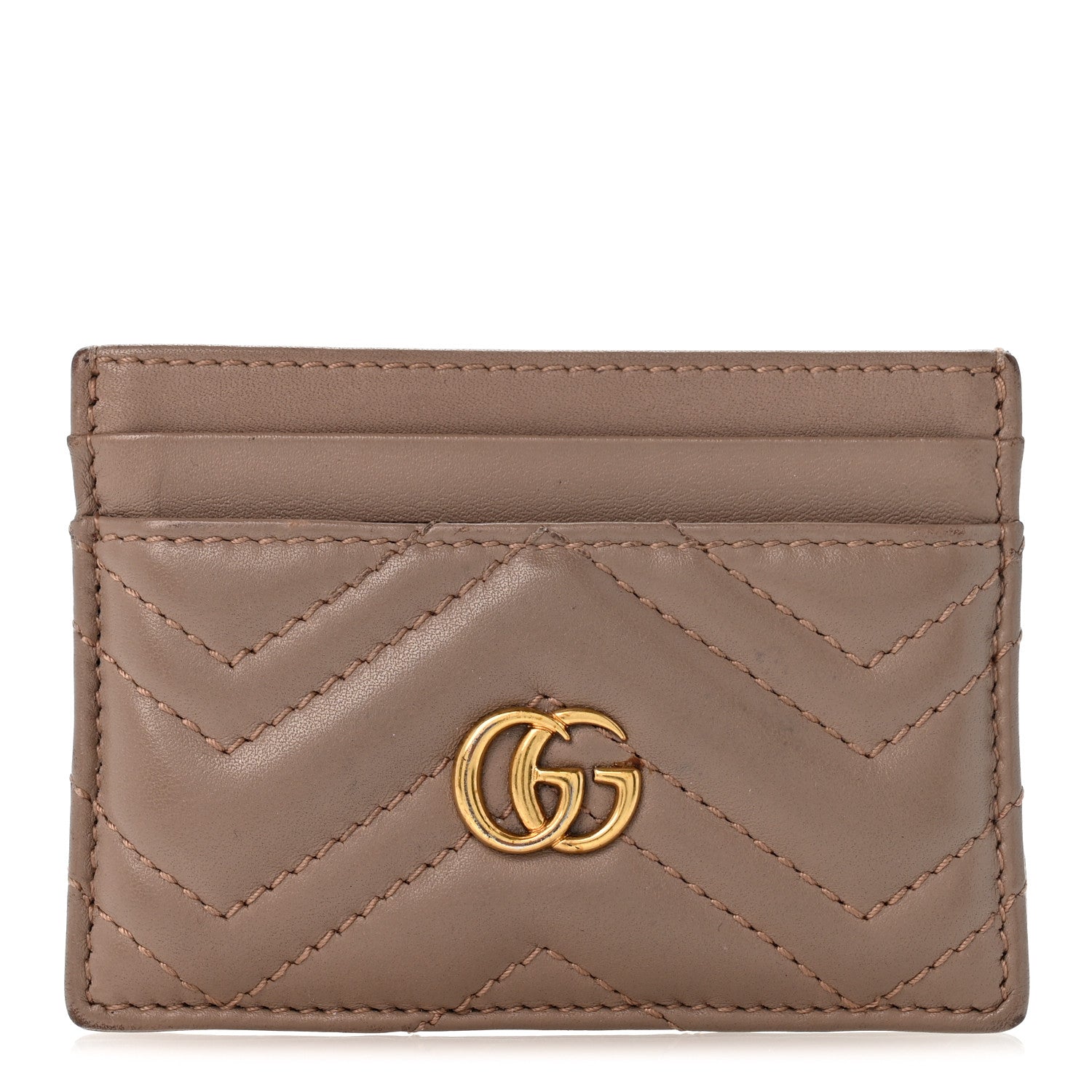 Gucci Calfskin Matelasse GG Marmont Card Holder Porcelain Rose 1 of 10
