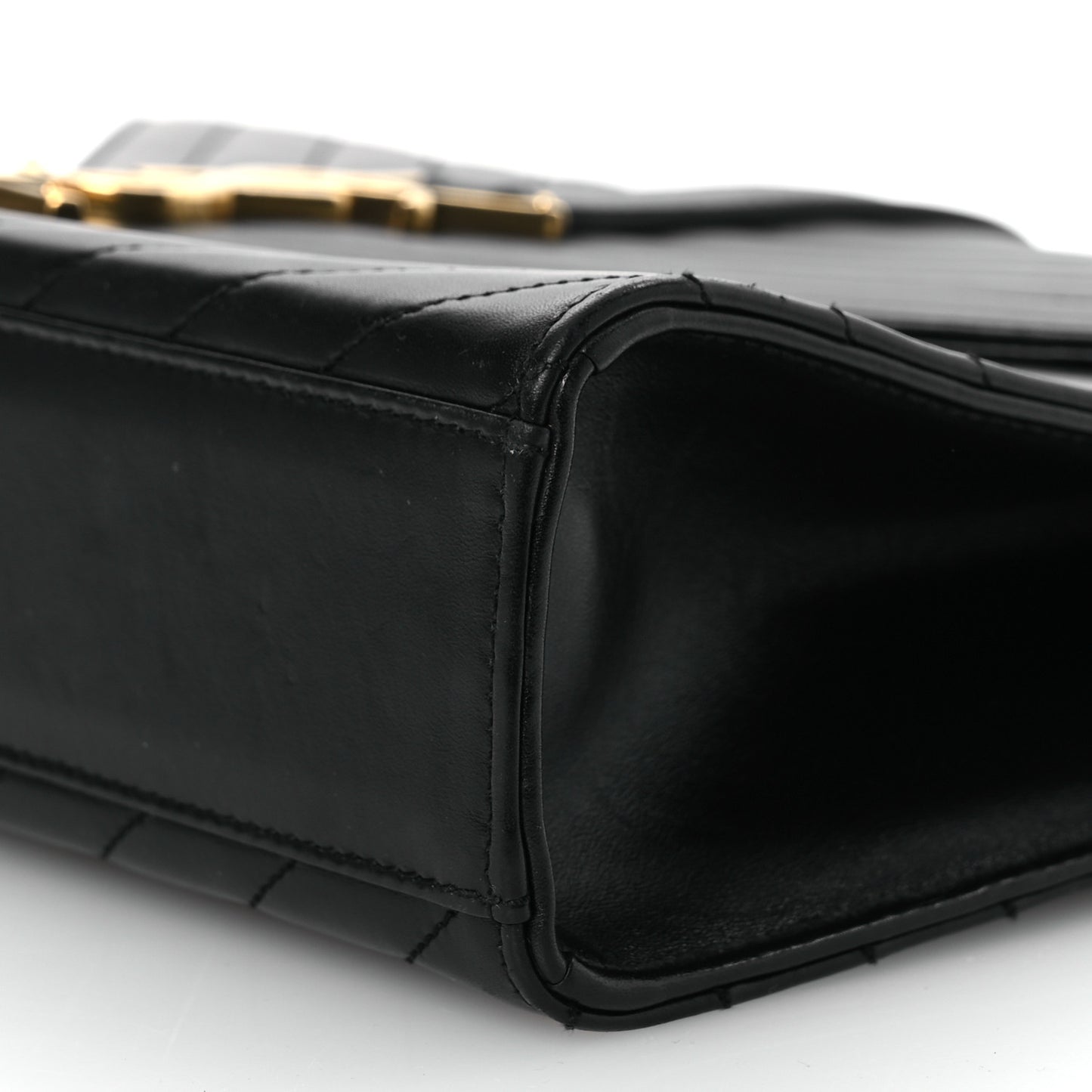 Smooth Calfskin Matelasse Chevron Large Monogram Satchel Black