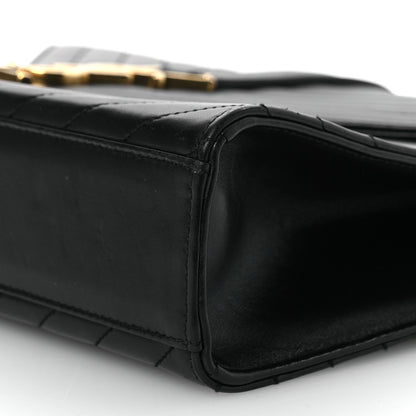 Saint Laurent Smooth Calfskin Matelasse Chevron Large Monogram Satchel Black 18 of 23