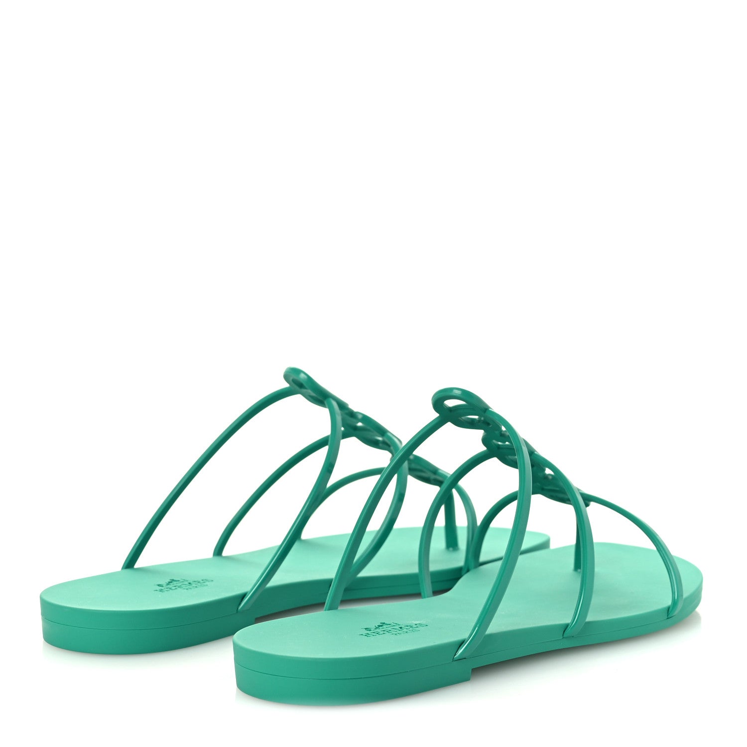 Hermes Rubber Womens Mykonos Sandals 38 Vert Tourmaline 5 of 11