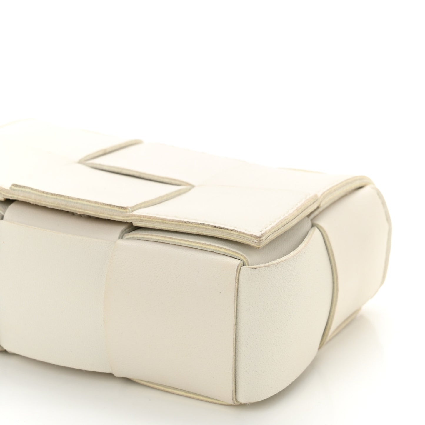 Lambskin Maxi Intrecciato Extra Mini Cassette Crossbody Bag White