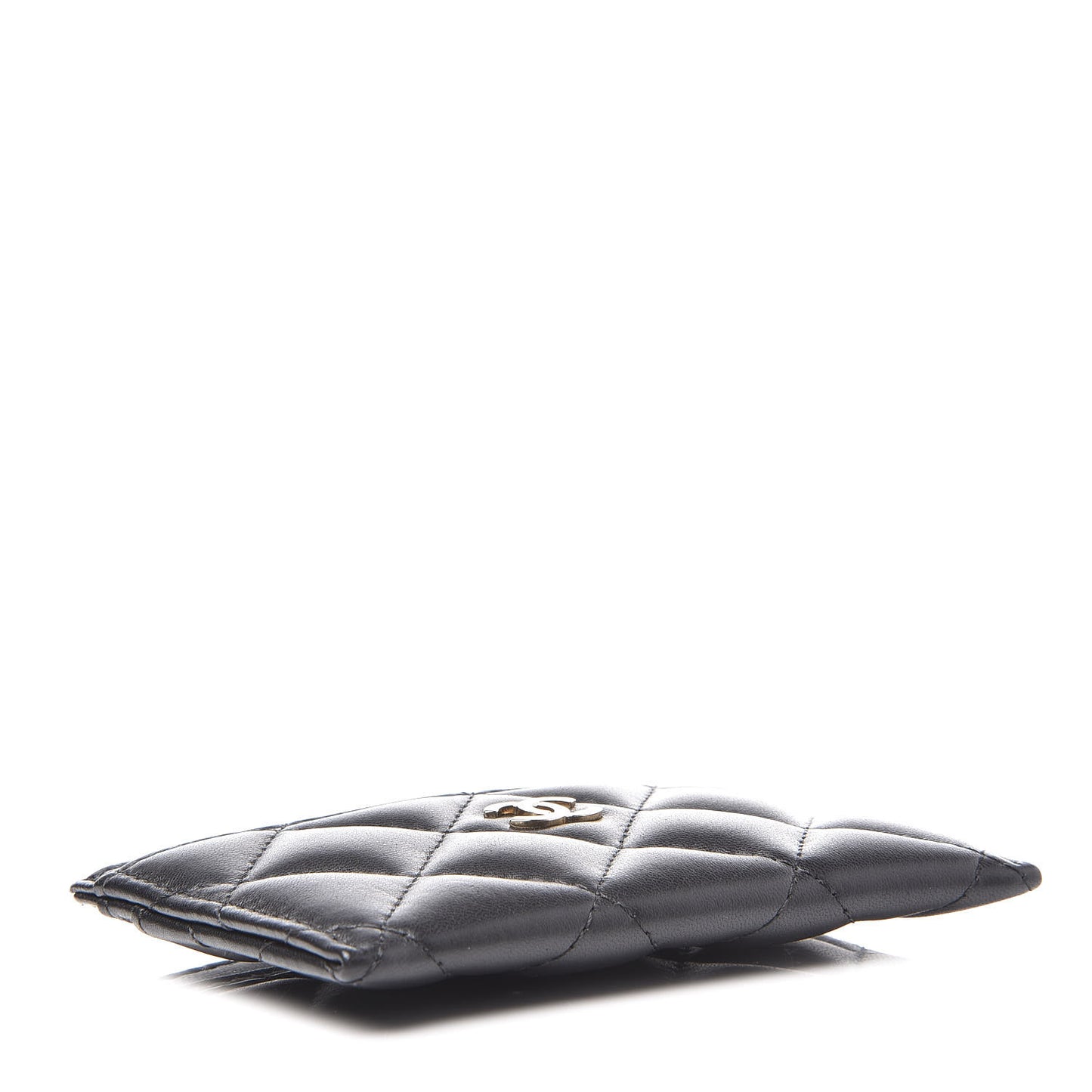 Lambskin Quilted Card Holder Black