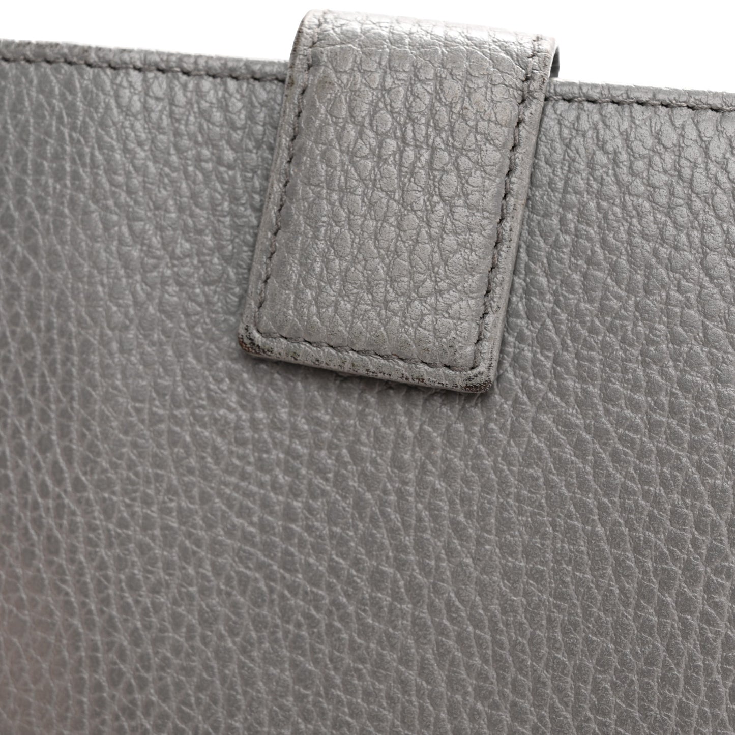 Dollar Calfskin Double G French Flap Wallet Grey