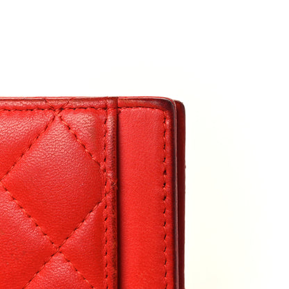 Chanel Lambskin Quilted Card Holder Wallet Red 8 of 9