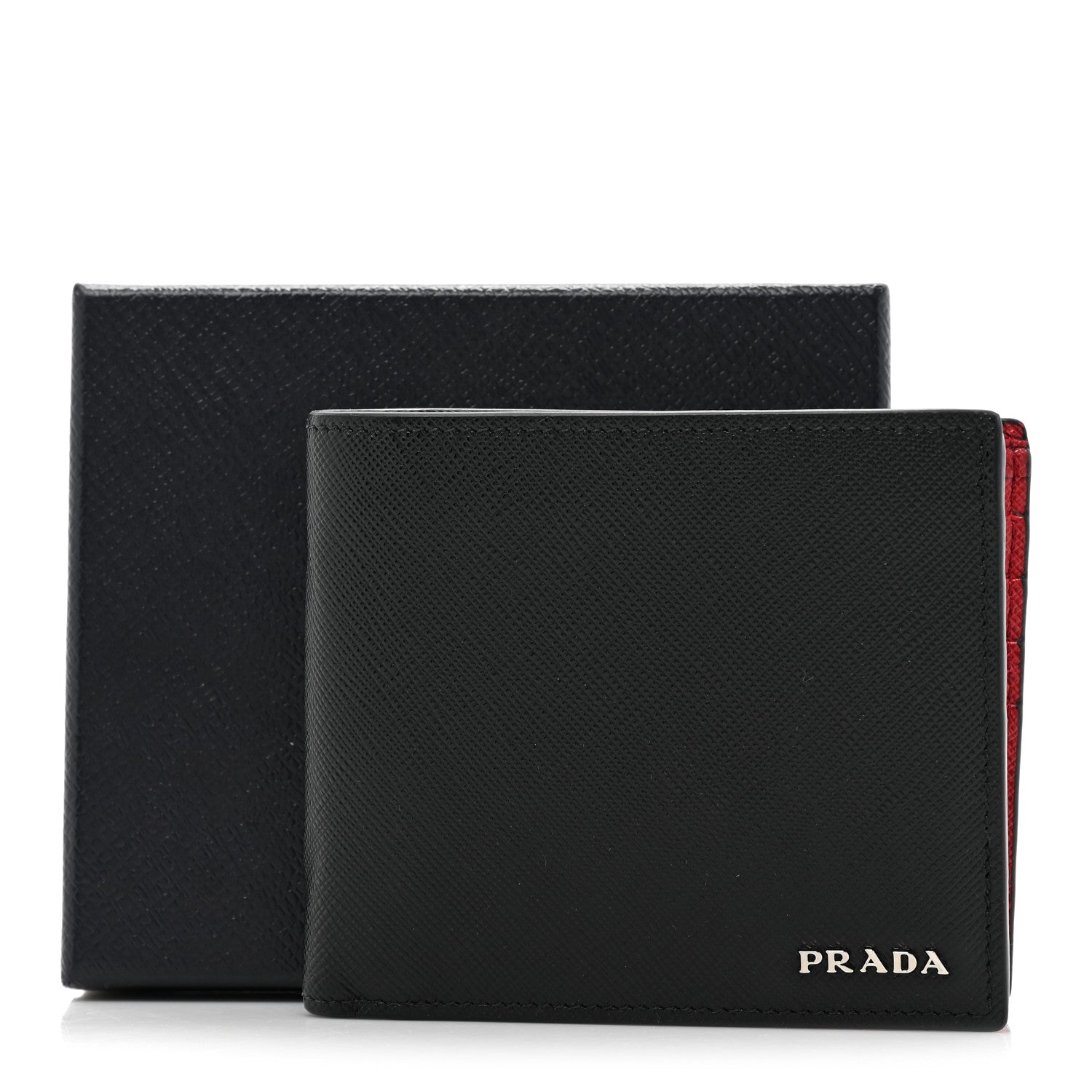 Prada Saffiano Bi-Fold Wallet Black Fuoco 12 of 12