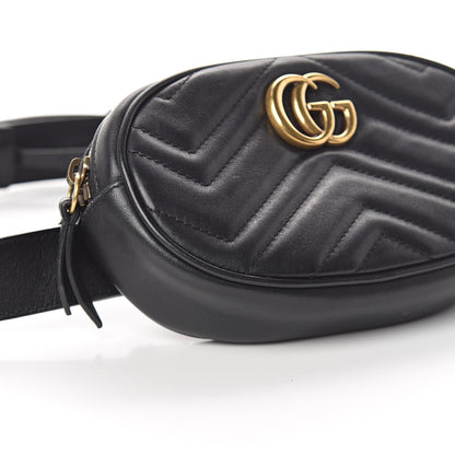 Gucci Calfskin Matelasse GG Marmont Belt Bag 85 34 Black 8 of 10