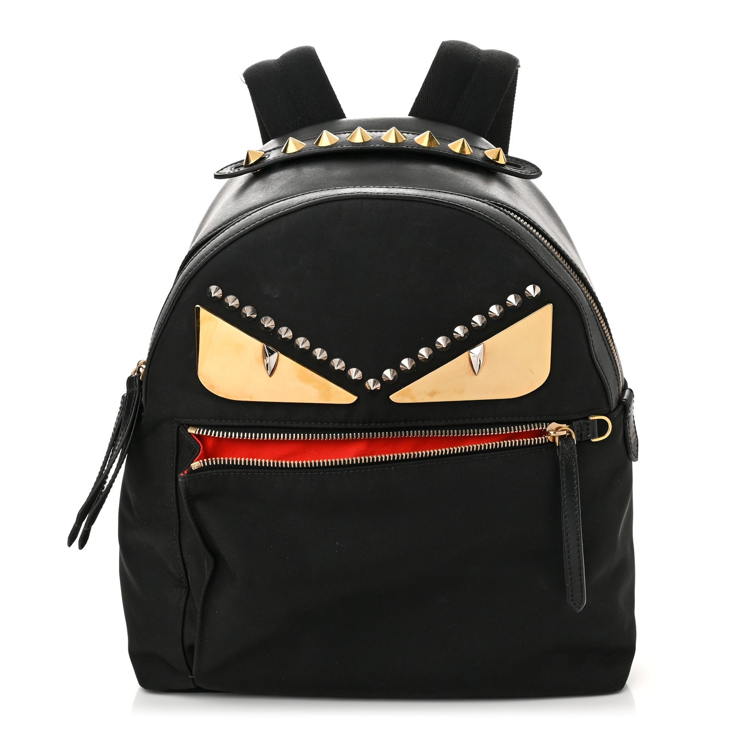 Nylon Vitello Liberty Metal Monster Eyes Studded Backpack Black