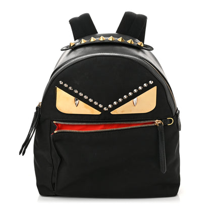 Fendi Nylon Vitello Liberty Metal Monster Eyes Studded Backpack Black 1 of 10