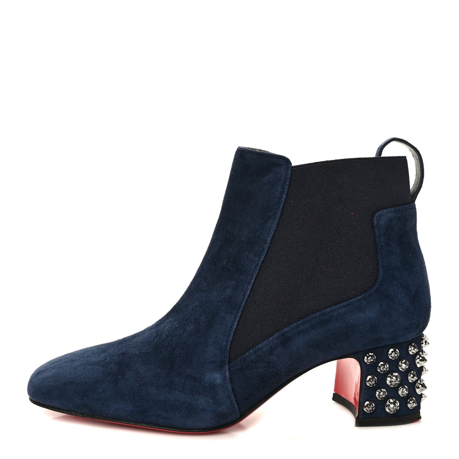 Christian Louboutin Veau Velours Spiked Study Stretch 55 Ankle Boots 36.5 Blue 1 of 8