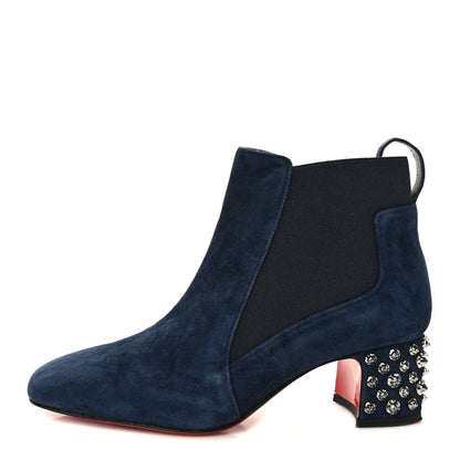 Christian Louboutin Veau Velours Spiked Study Stretch 55 Ankle Boots 36.5 Blue 1 of 8