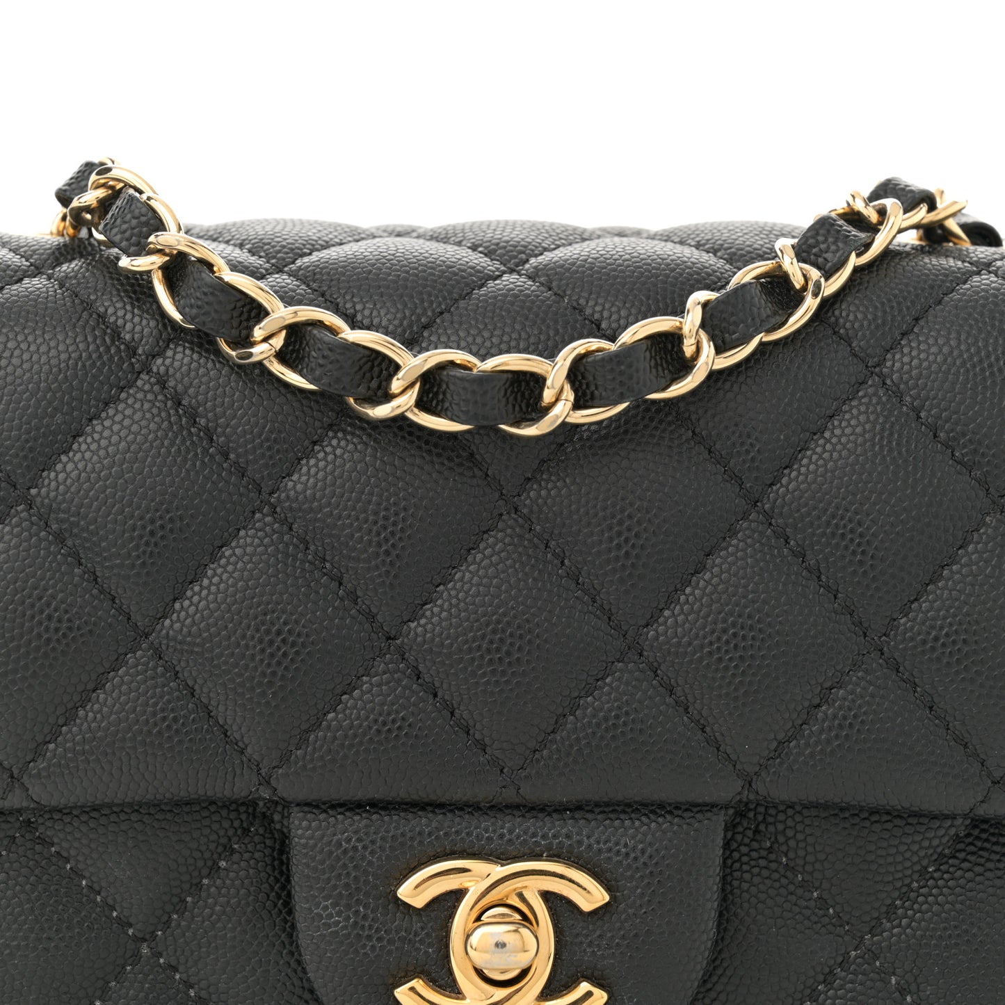 Caviar Quilted Mini Square Flap Black