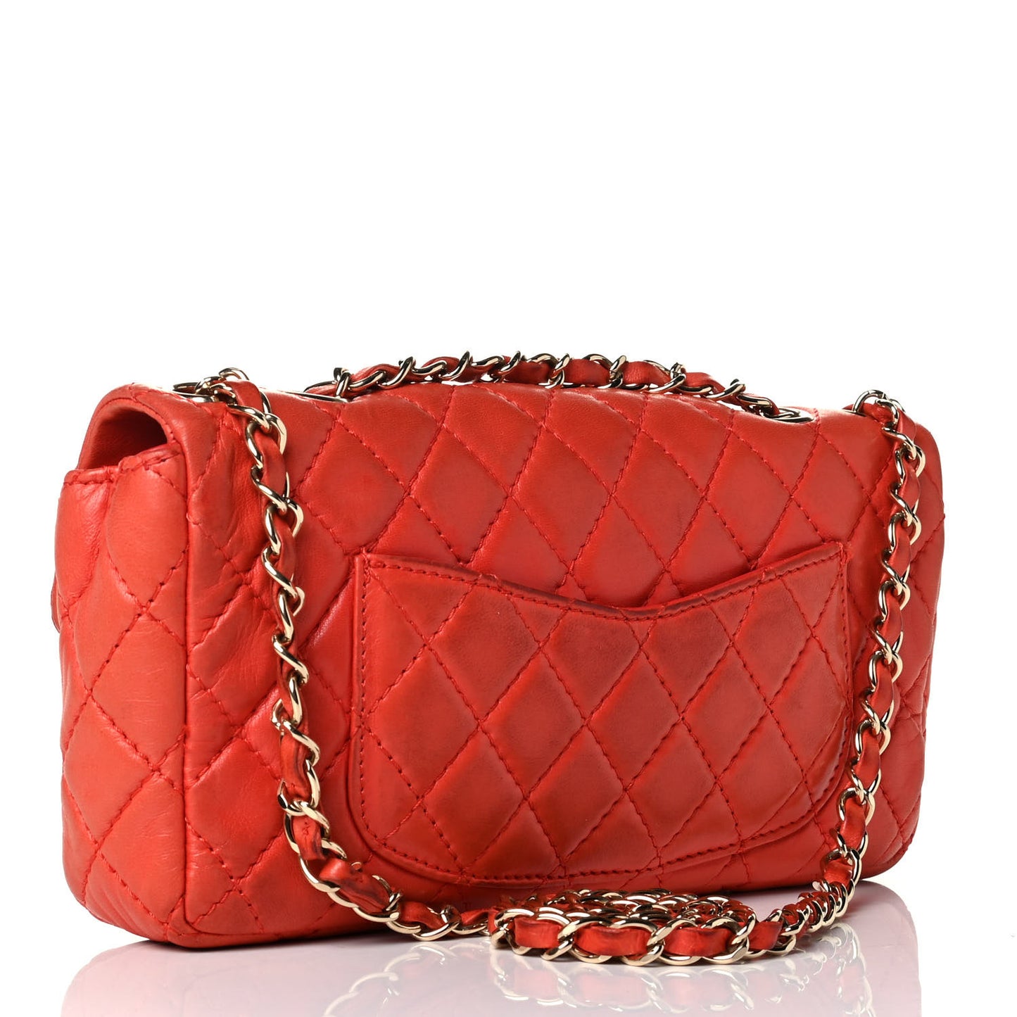 Lambskin Quilted East West Flap Red