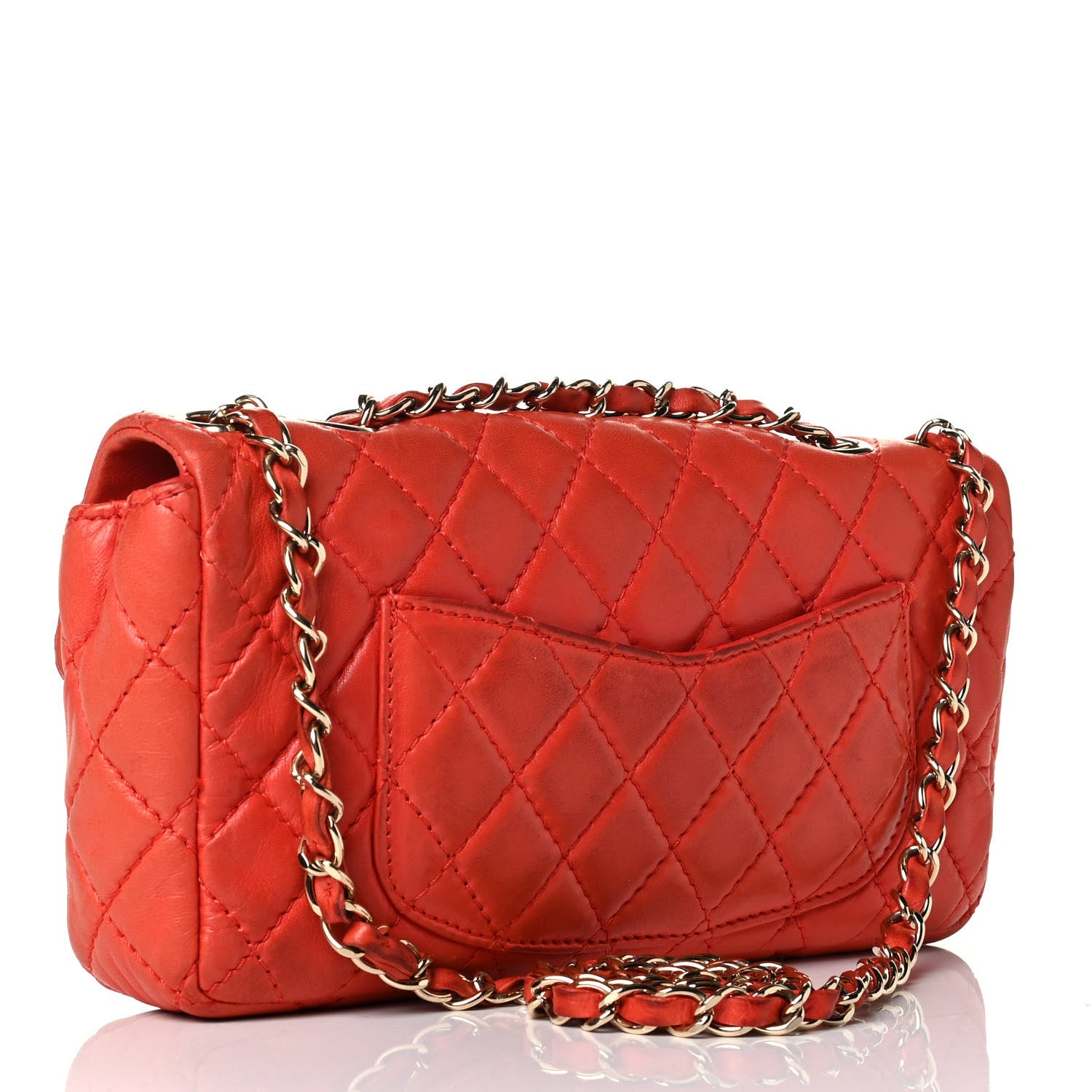 Chanel Lambskin Quilted East West Flap Red 2 of 9