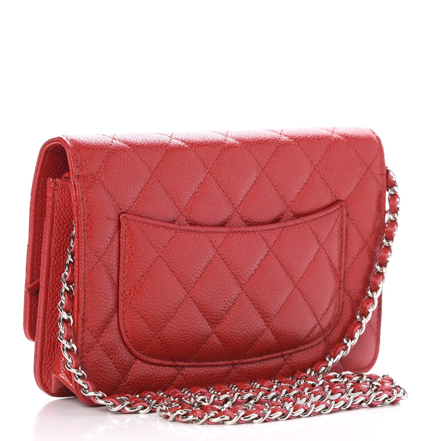 Caviar Quilted Wallet on Chain WOC Red