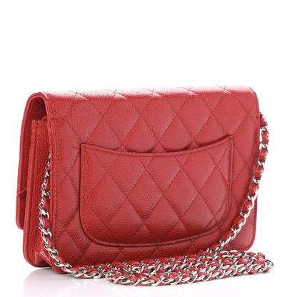 Chanel Caviar Quilted Wallet on Chain WOC Red 3 of 9