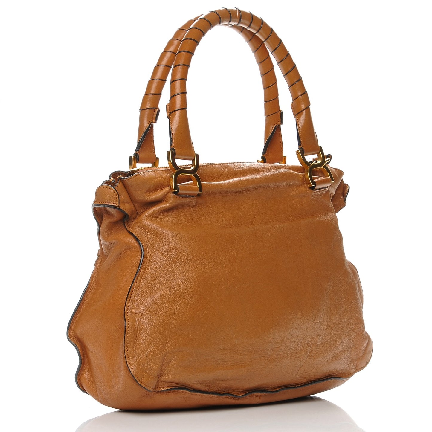 Calfskin Woven Medium Marcie Satchel Brown
