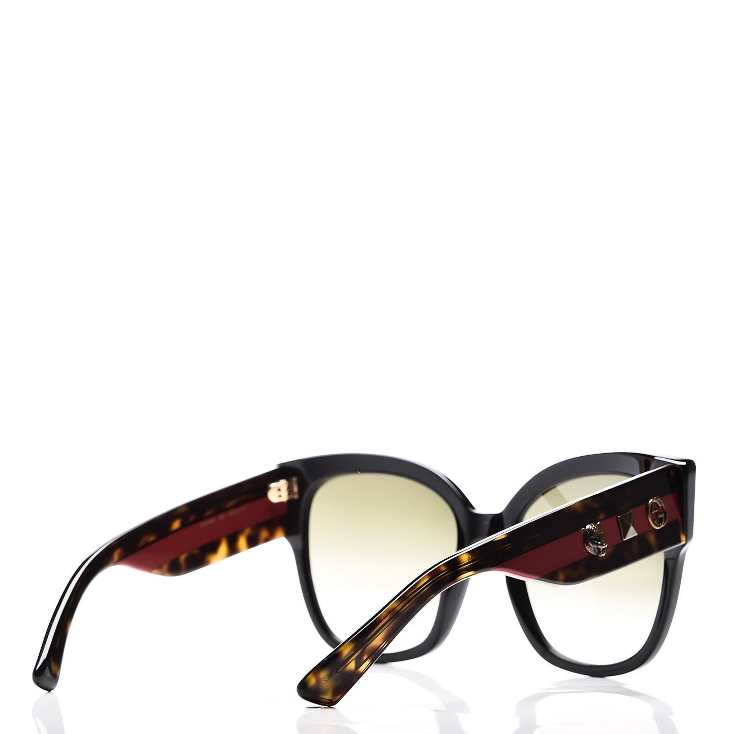 Acetate Square Frame Web Sunglasses GG0059S Black Tortoise