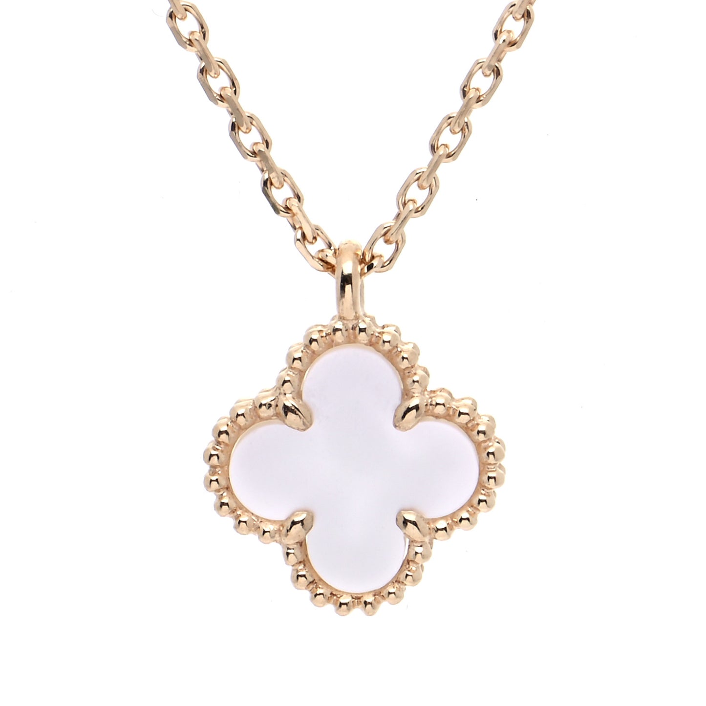 18K Yellow Gold Mother of Pearl Sweet Alhambra Pendant Necklace