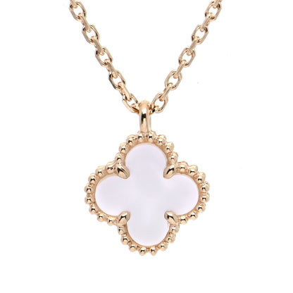 Van Cleef & Arpels 18K Yellow Gold Mother of Pearl Sweet Alhambra Pendant Necklace 4 of 7