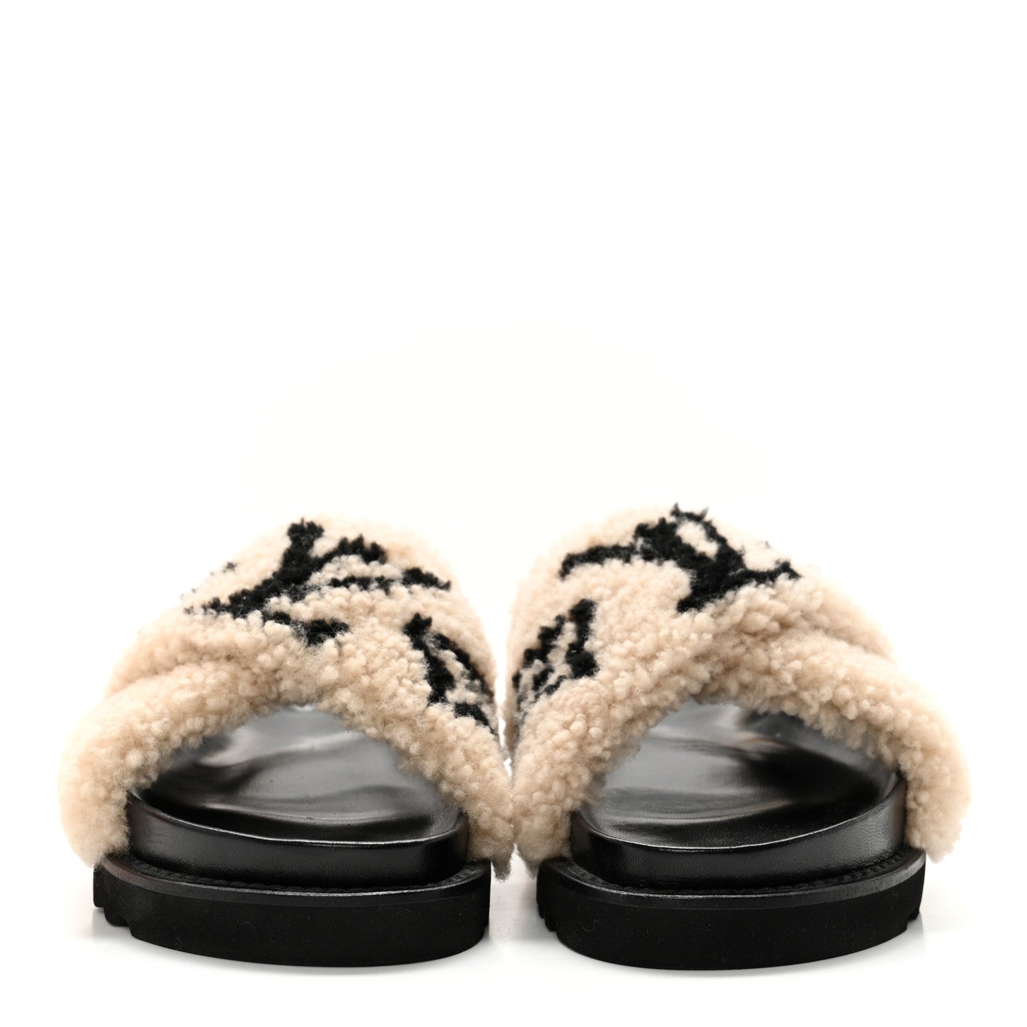 Louis Vuitton Shearling Paseo Sandals 37 Black 2 of 10