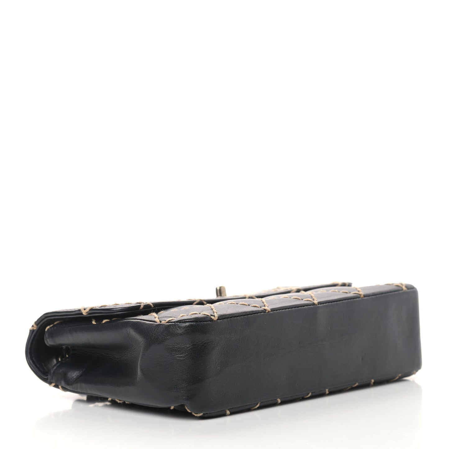 Calfskin Wild Stitch Jumbo Flap Black