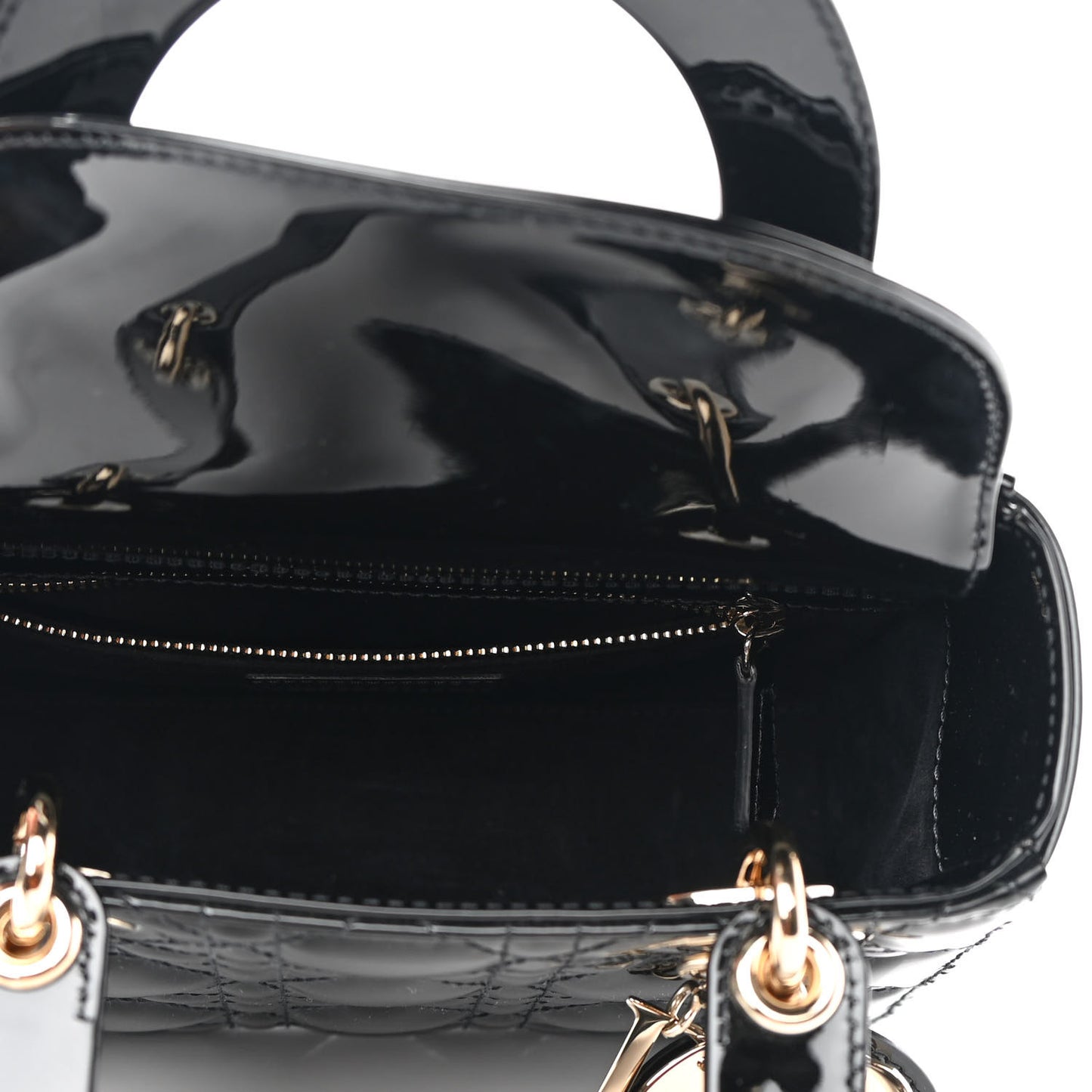 Patent Cannage Small Lady Dior Black