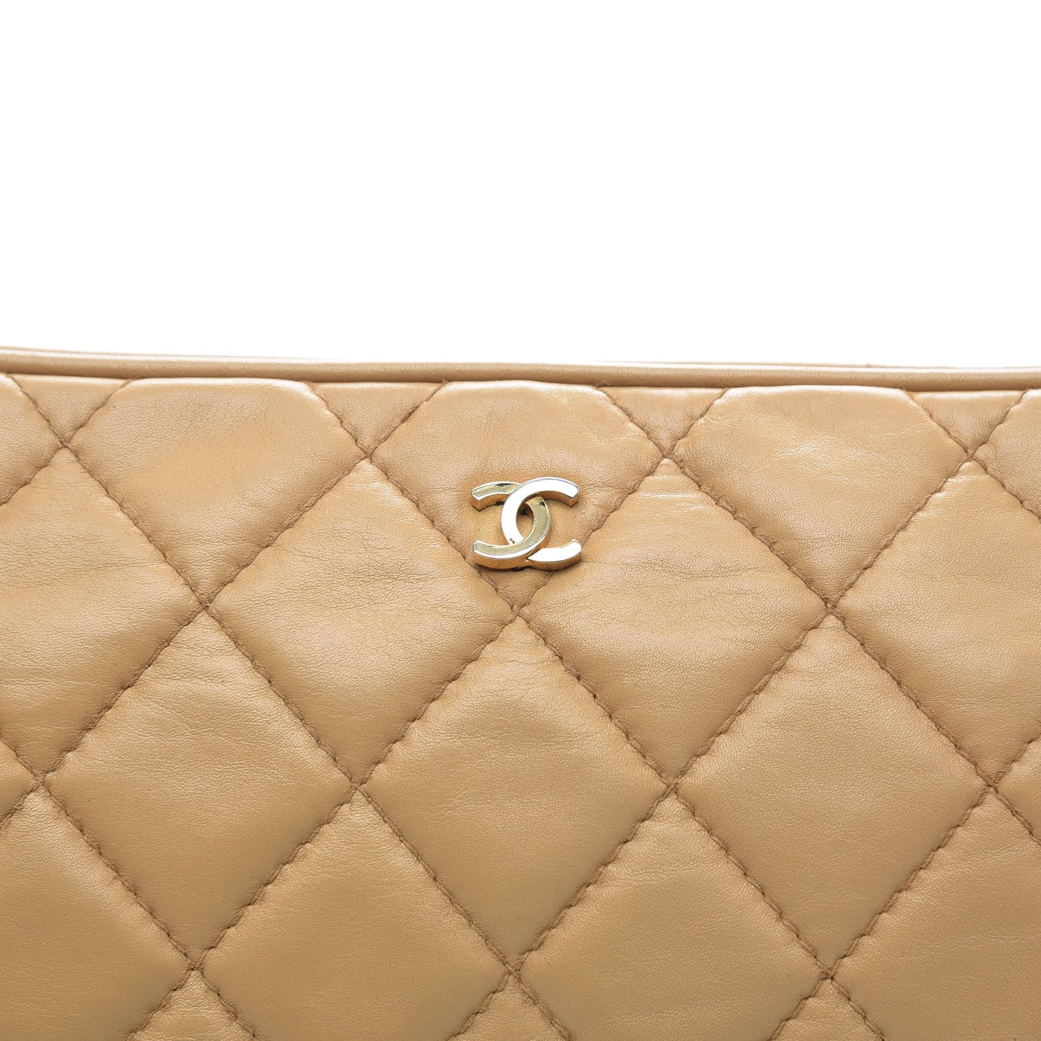 Chanel Lambskin Quilted Cosmetic Zip Pouch Beige 12 of 12