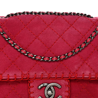 Chanel Suede Quilted Whipstitch Flap Red 8 of 10