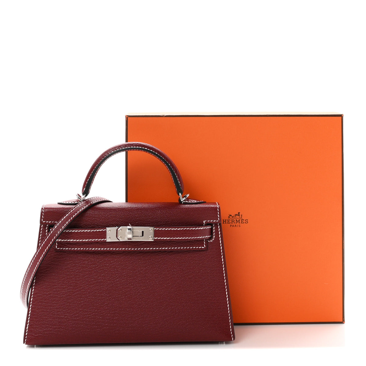 Hermes Chevre Mysore Horseshoe Mini Kelly Sellier 20 Rouge H 11 of 11
