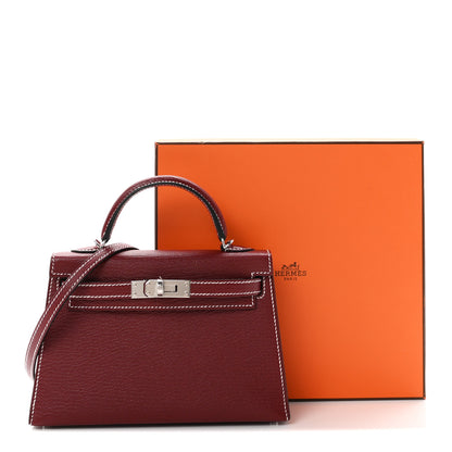 Hermes Chevre Mysore Horseshoe Mini Kelly Sellier 20 Rouge H 11 of 11