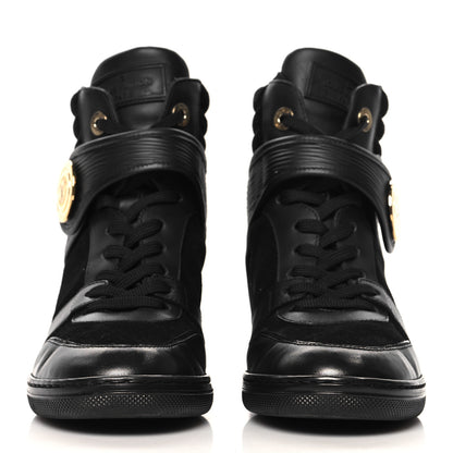 Louis Vuitton Epi Suede Postmark Wedge Sneakers 37.5 Black 3 of 8