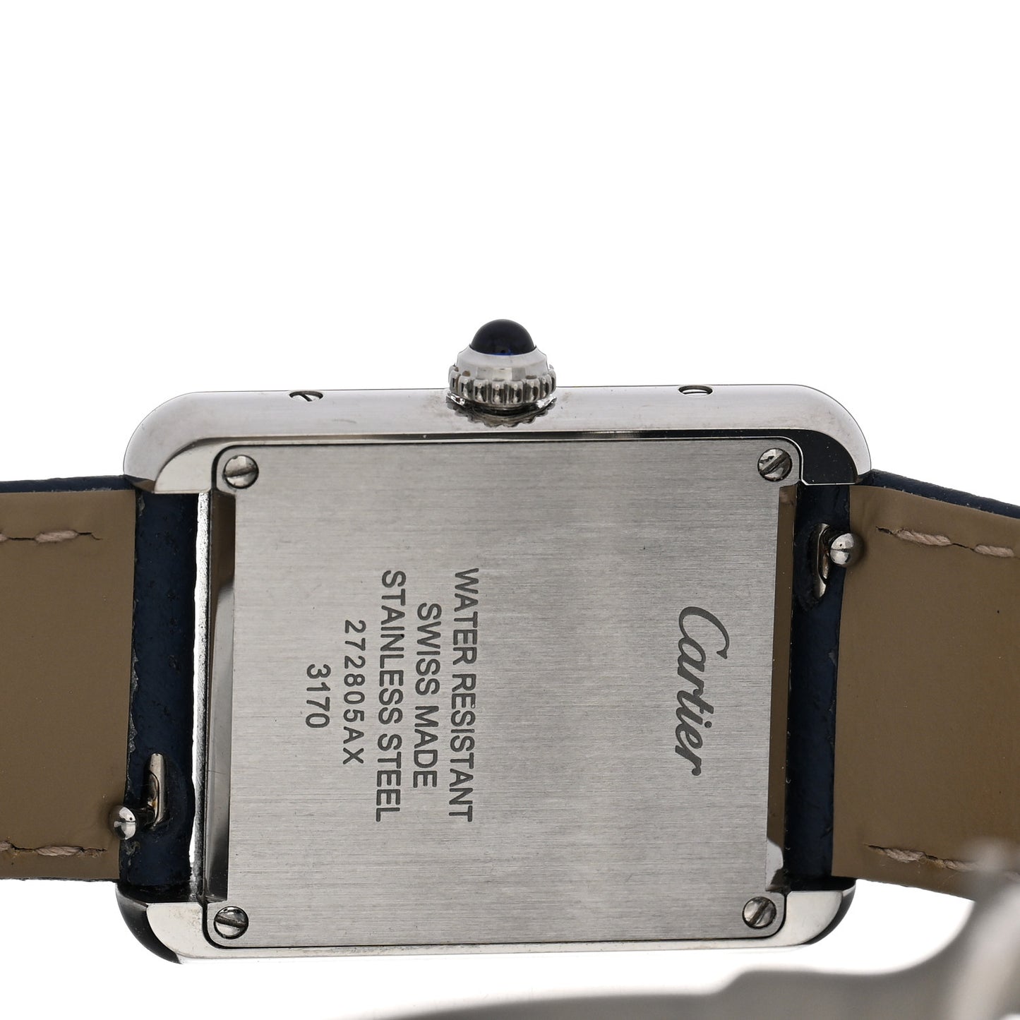 Stainless Steel Calfskin 24mm Tank Solo Quartz Watch Blue
