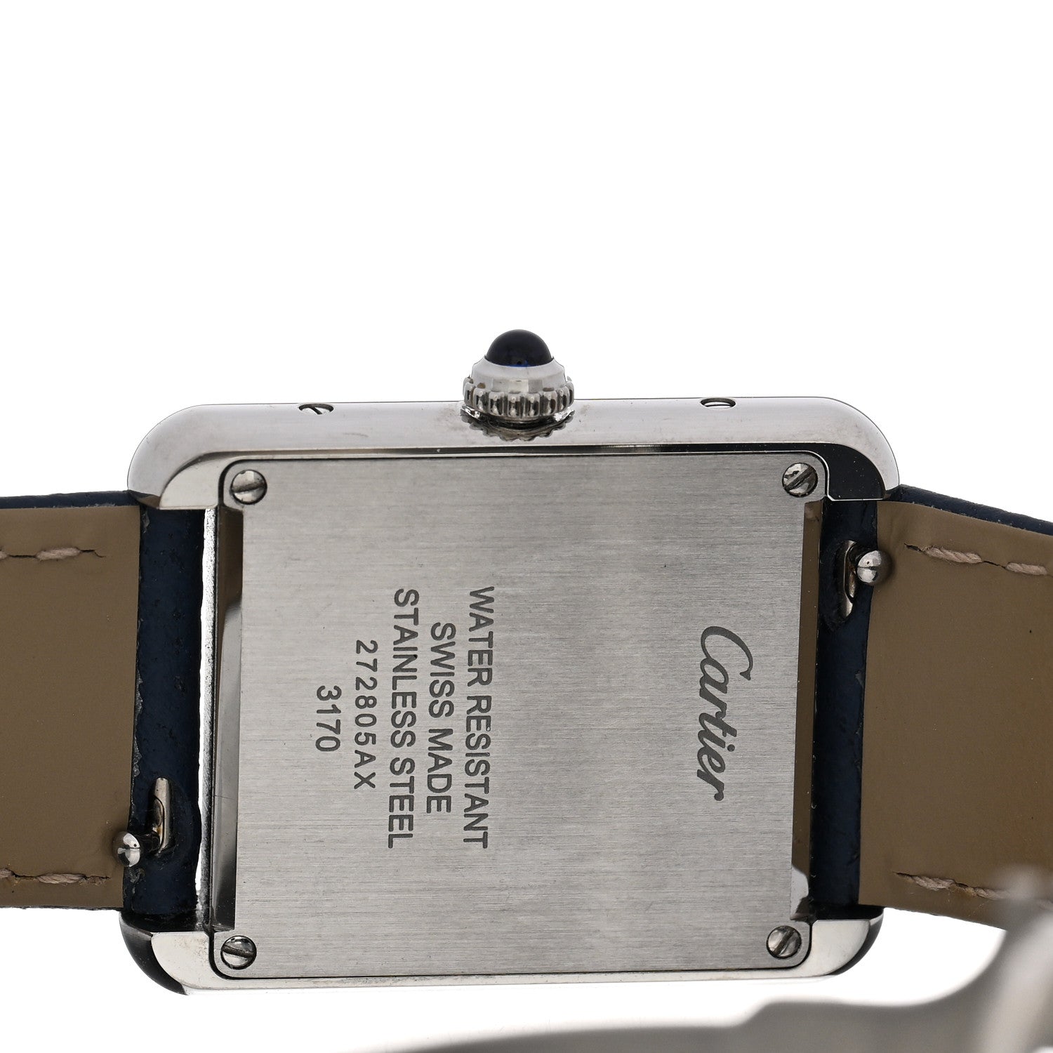 Cartier Stainless Steel Calfskin 24mm Tank Solo Quartz Watch Blue 4 of 4