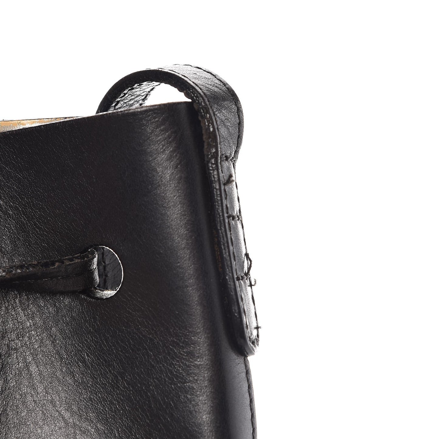 Calfskin Mini Bucket Bag Black Argento
