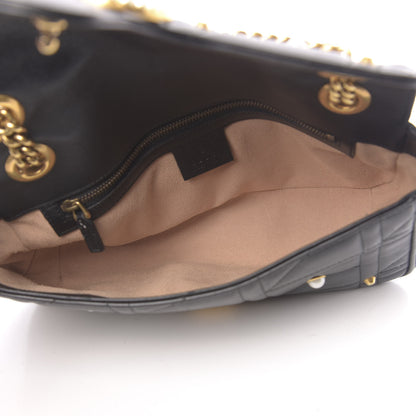 Gucci Calfskin Matelasse Studded Small Pearly GG Marmont Shoulder Bag Black 5 of 10