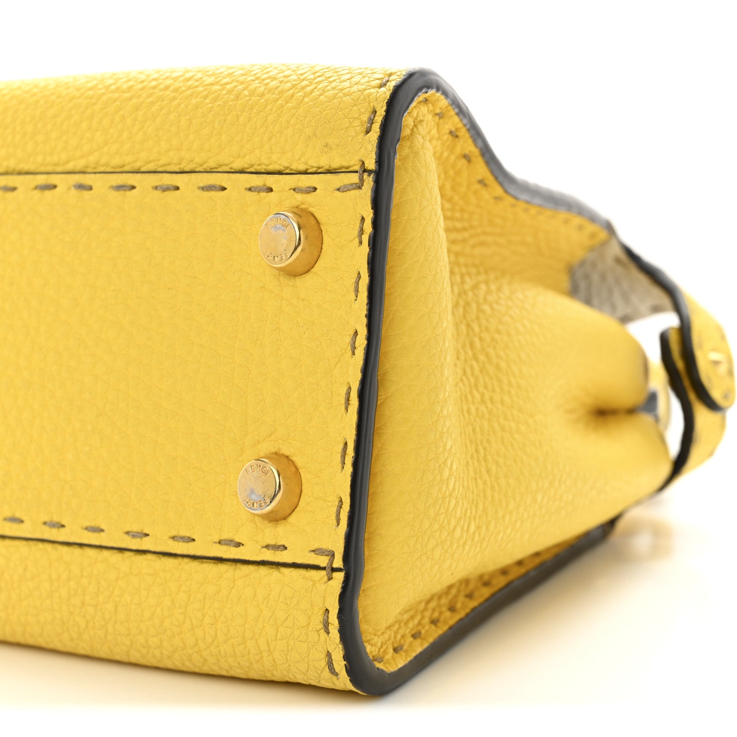 Fendi Cuoio Romano Selleria Medium Peekaboo Iconic Satchel Limone Cipria White 10 of 11
