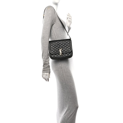Saint Laurent Lambskin Quilted Monogram Medium Solferino Satchel Black 2 of 11