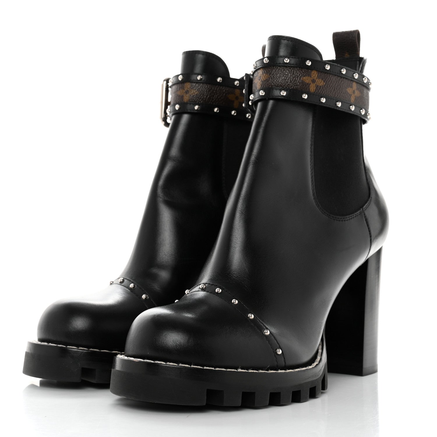 Louis Vuitton Calfskin Monogram Star Trail Chelsea Ankle Boots 41 Black 3 of 8