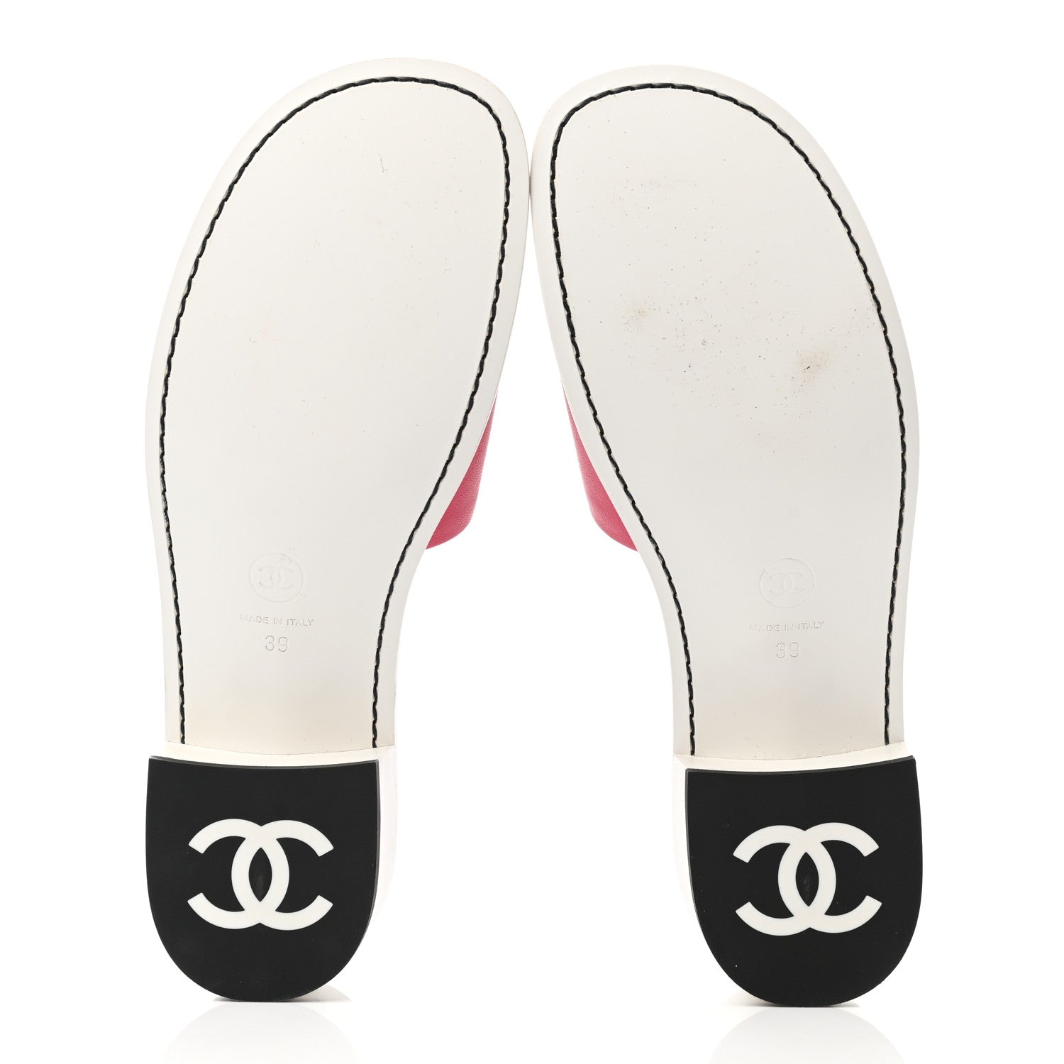 Chanel Calfskin CC Mules 39 Dark Pink White 5 of 10