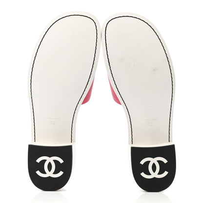 Chanel Calfskin CC Mules 39 Dark Pink White 5 of 10