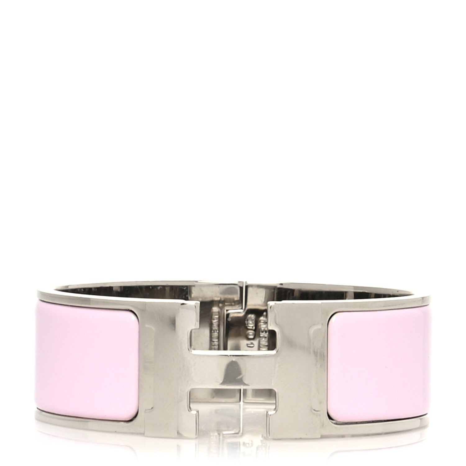 Hermes Enamel Wide Clic Clac H Bracelet PM Rose Dragee 1 of 5