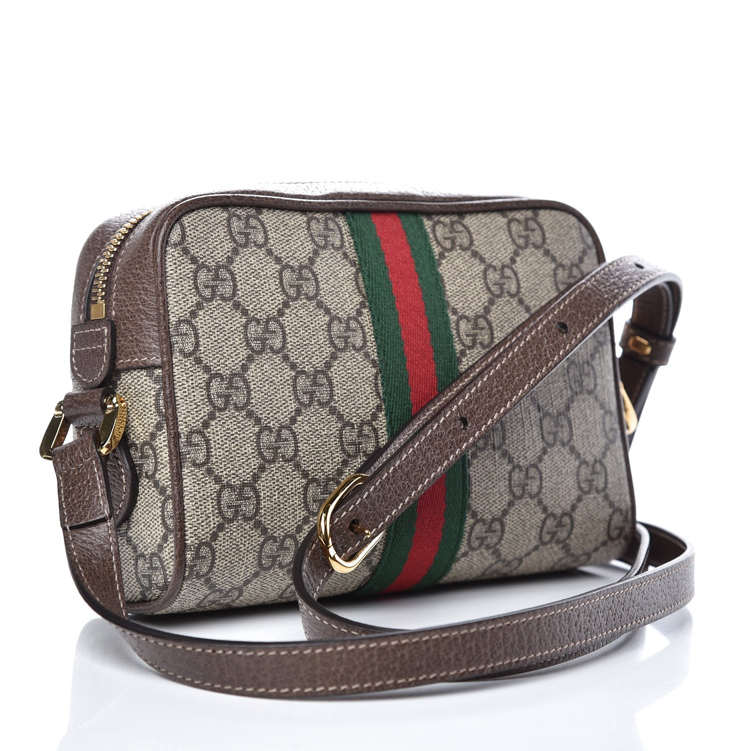 Gucci GG Supreme Monogram Web Mini Ophidia Shoulder Bag Brown 3 of 9