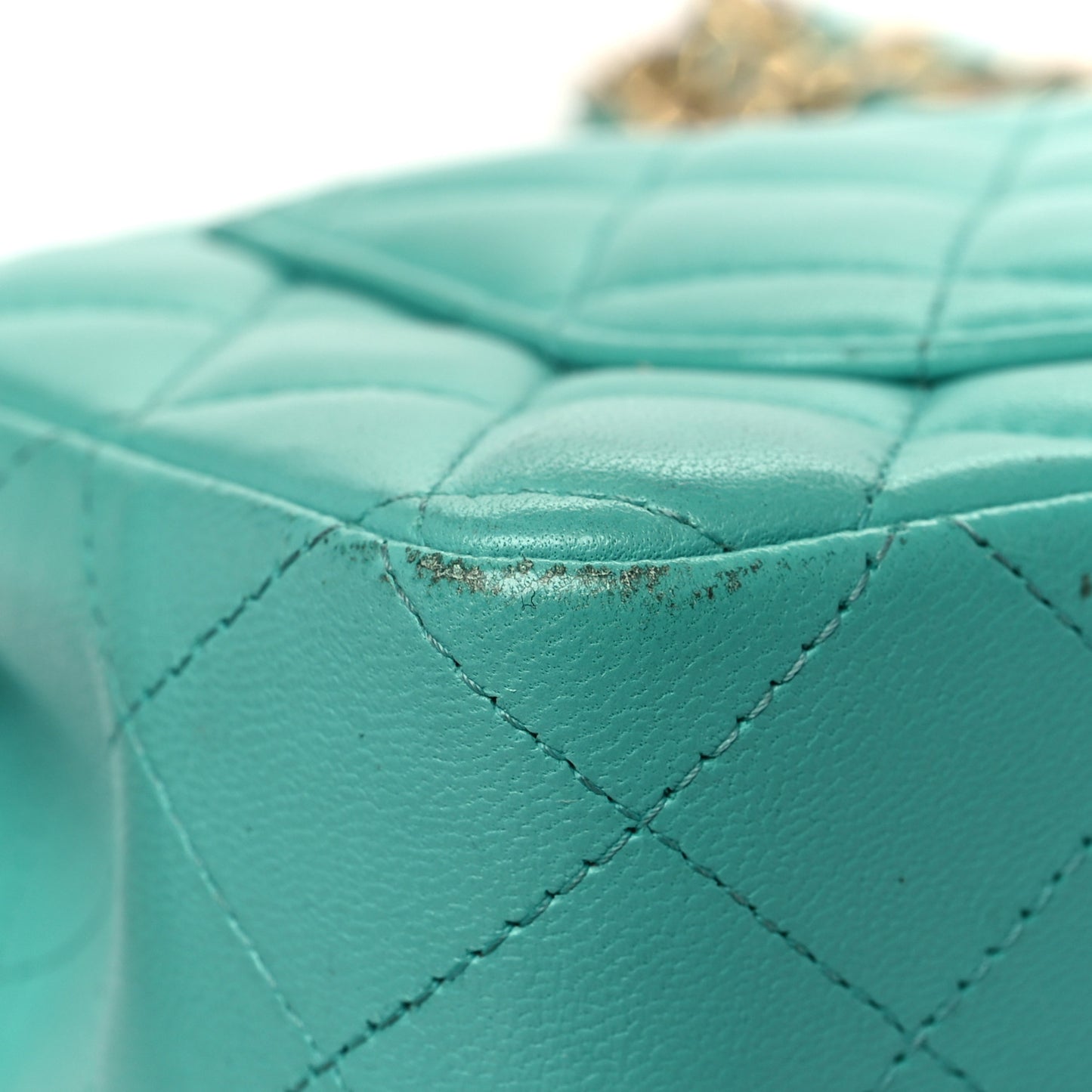Lambskin Quilted Mini Rectangular Flap Turquoise