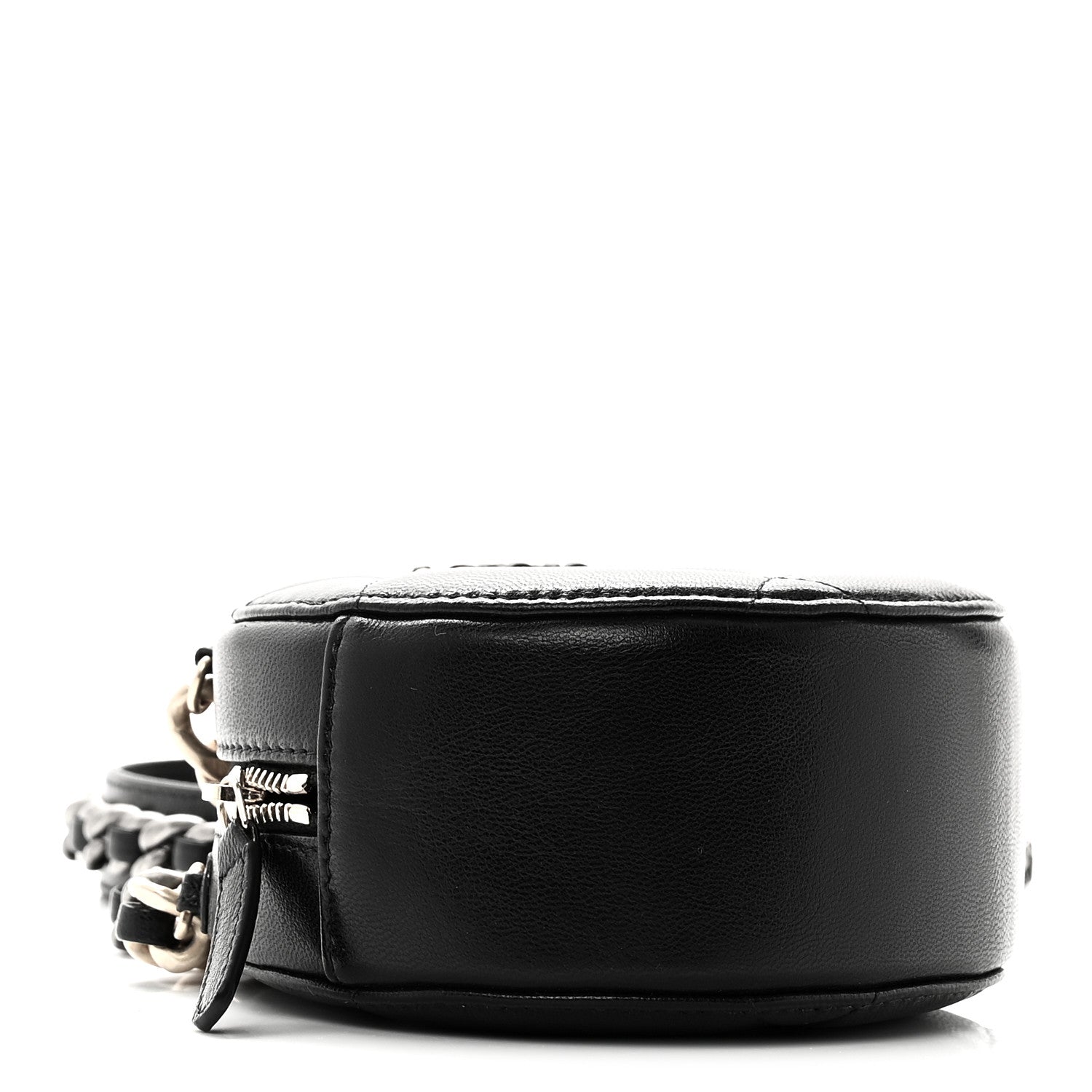Chanel Shiny Goatskin Quilted Chanel 19 Round Clutch With Chain Black 4 of 11