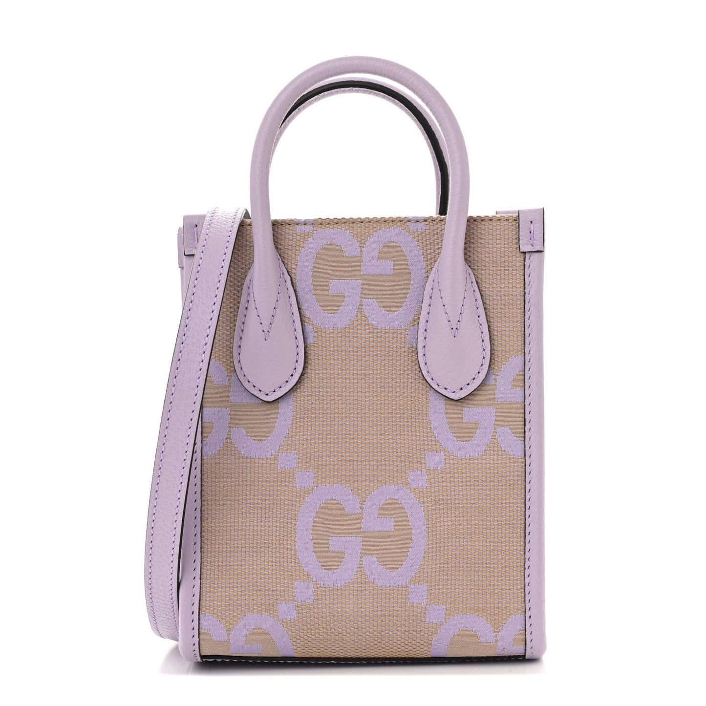 Monogram Jumbo GG Textured Dollar Calfskin Mini Tote Bag Beige Lapis
