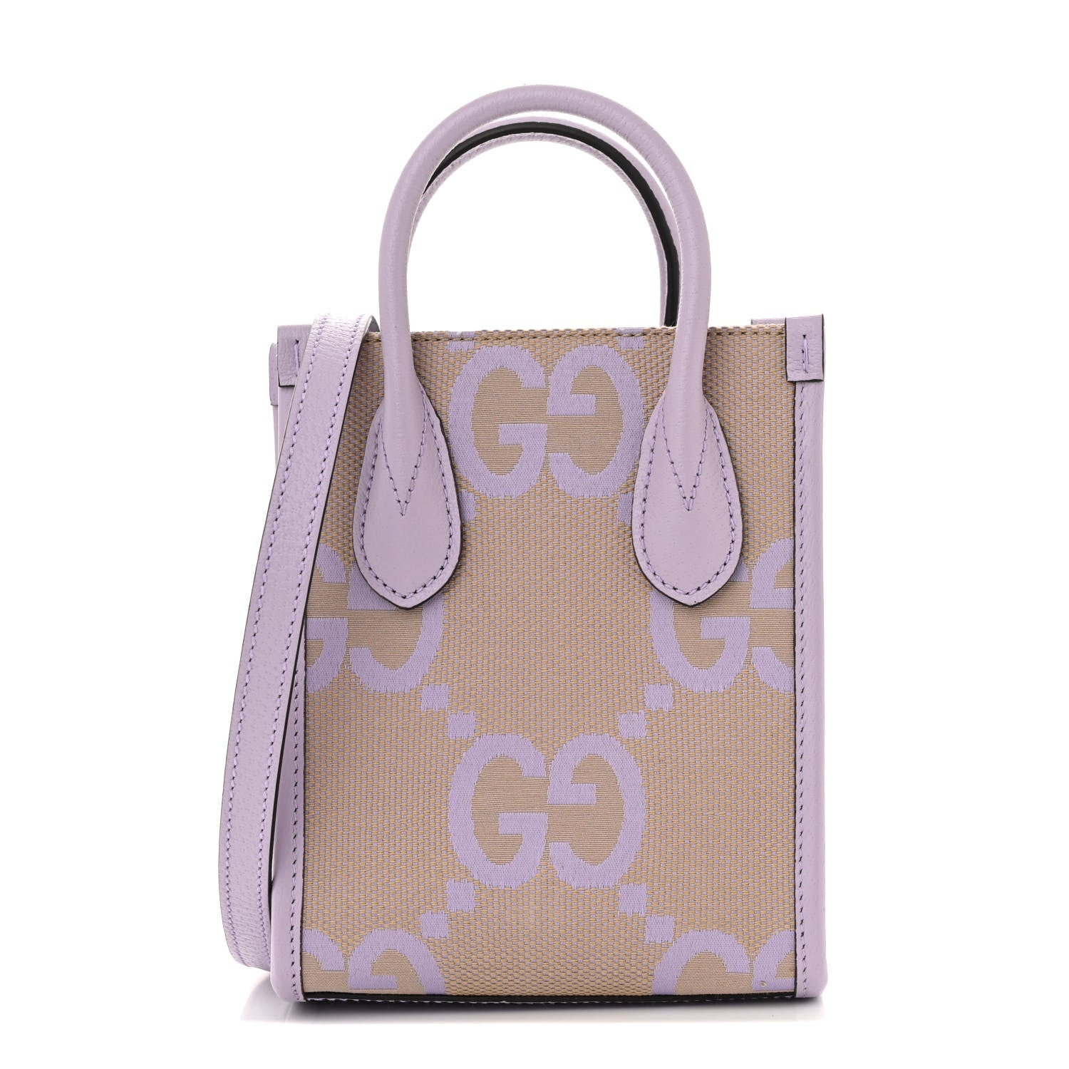 Gucci Monogram Jumbo GG Textured Dollar Calfskin Mini Tote Bag Beige Lapis 1 of 13