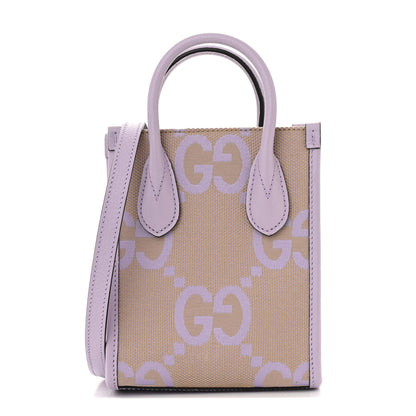 Gucci Monogram Jumbo GG Textured Dollar Calfskin Mini Tote Bag Beige Lapis 1 of 13