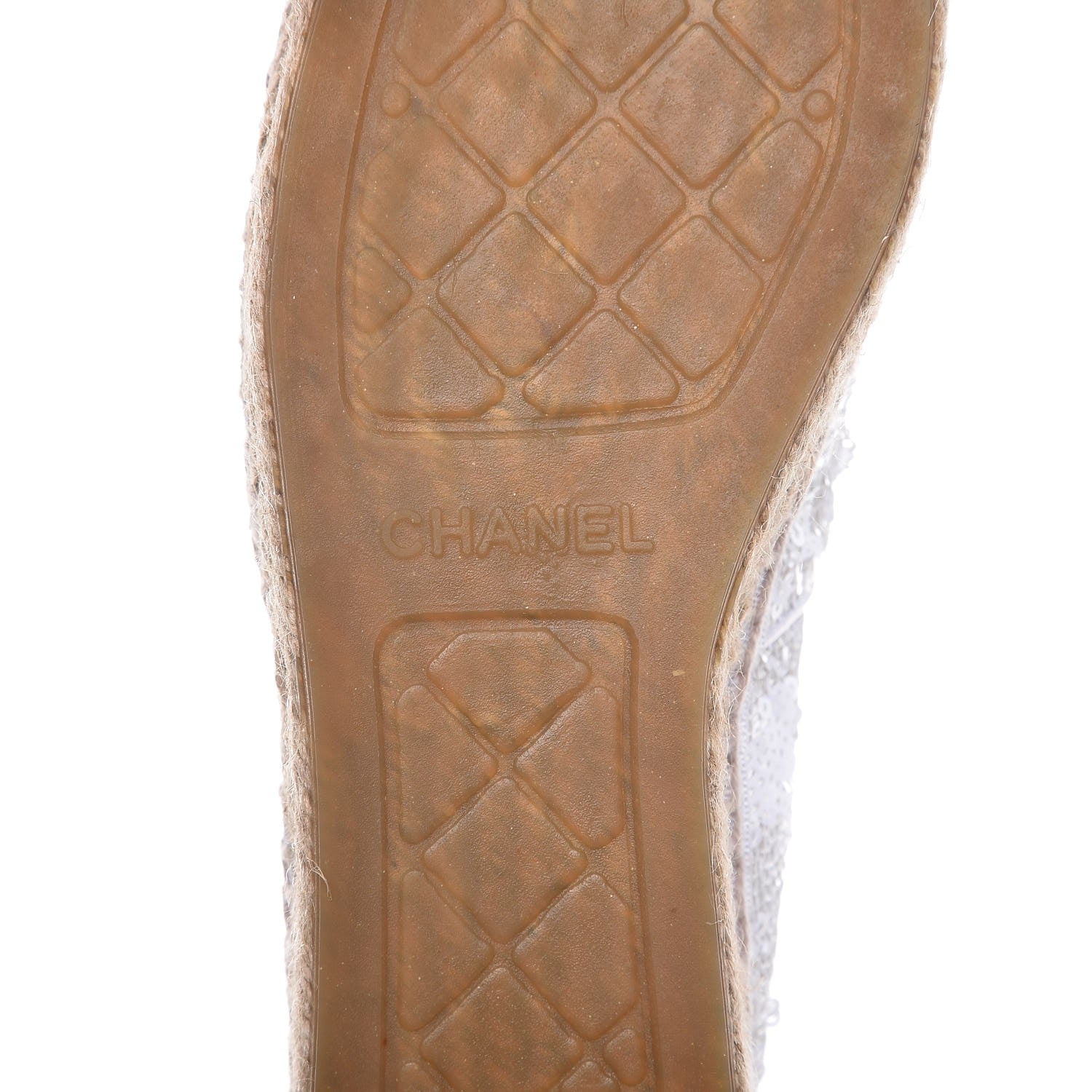 Chanel Patent Sequin CC Espadrilles 38 White 8 of 10